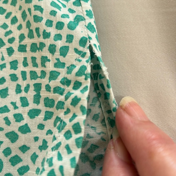 Foxcroft for Appleseed’s Wrinkle Free Y-neck Tunic green white mosaic cotton 14P - Picture 16 of 16